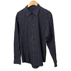 Egara Non-Iron Men's XL Dark Blue and White Dress Shirt